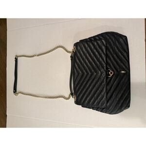 Rebecca Minkoff Black Quilted Leather Handbag with Gold Chain Strap